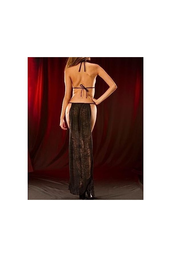 ZDJSWJ Femmes Mesh Tulle Long Pyjama Dentelle poupée Long Dos Nu Pyjama Une pièce Profonde V Dentelle Robe de Nuit Noir,XXL 