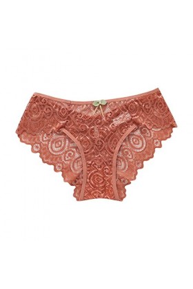 BIISDOST sous-vêtements Sexy évidés Confortables à Taille Haute pour Femmes Usage Unique Brown, S 