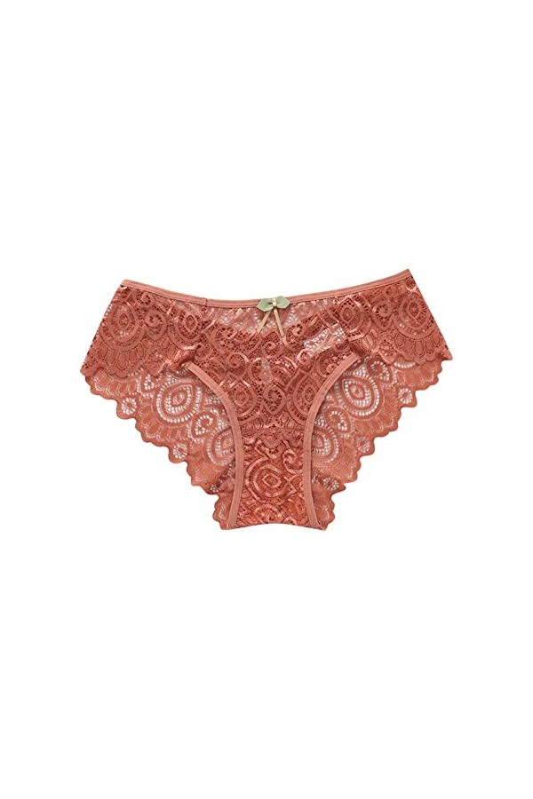 BIISDOST sous-vêtements Sexy évidés Confortables à Taille Haute pour Femmes Usage Unique Brown, S 