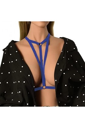 2023 New y2*k Style Lingerie Chaîne de Corps de Harnais élastique à la Mode Black Sexy Bra Strap Sexy Underwear String Rose S