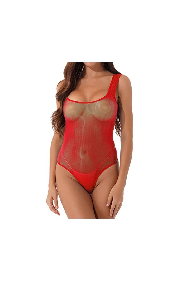 Ensemble de culottes sexy en maille pour femme - Dos nu - Dentelle - Chemise de nuit - Filet de pêche - Lingerie sexy - Avec 