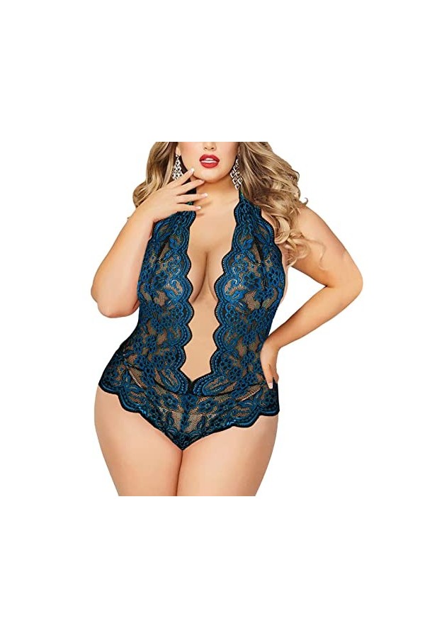 Générique Ensemble de Lingerie Grande Taille pour Femme Sexy Halter Choker Soutien-Gorge à Bretelles et Culotte 2 pièces Ense
