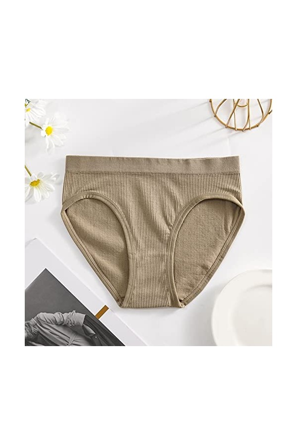 Tanga Femme en Pur Coton et Soie Shorts Coupe Confortable String Couleur Unie Culottes Taille Haute Culotte de Absorbante Men