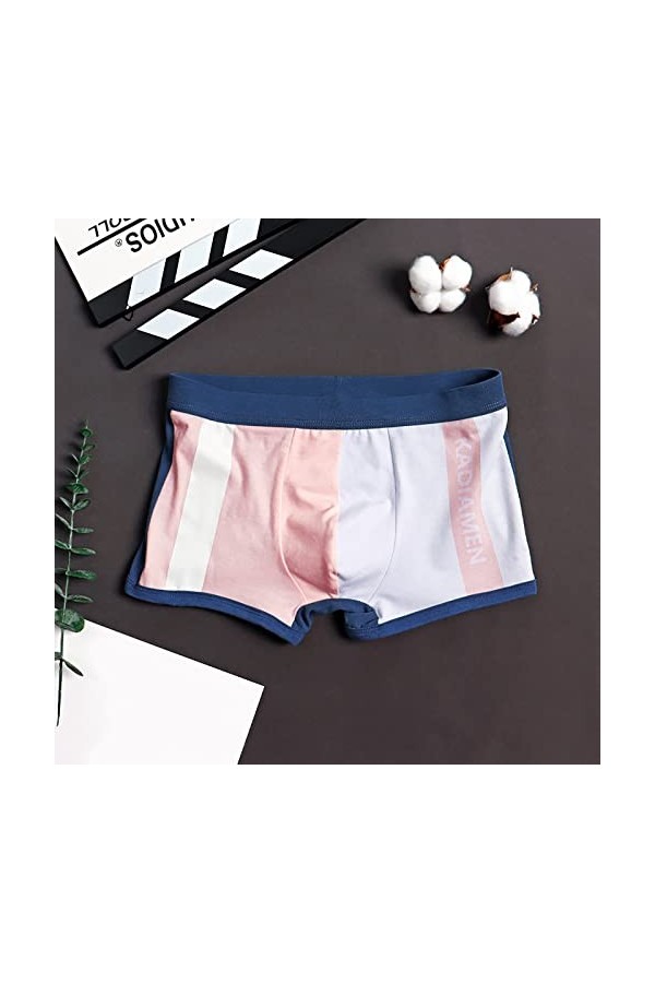 Boxer de sport en coton pour homme - Confortables - Sous-vêtements stretch - Pour homme, A2 rose., L