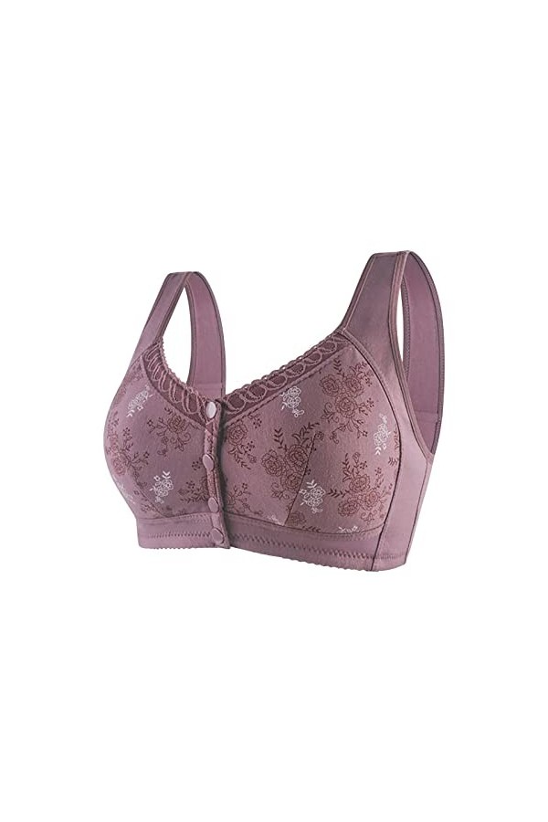 T-shirt en dentelle pour femme sans anneau en acier, fermeture à lavant, dos en T, grande taille, sans couture, sans doublur