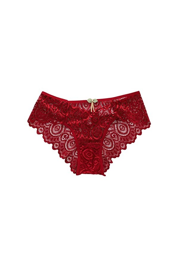 BIISDOST sous-vêtements Sexy évidés Confortables à Taille Haute pour Femmes Usage Unique Red, XL 