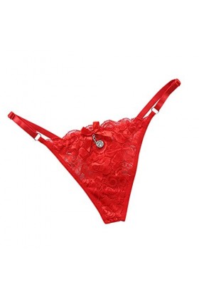 IKFIVQD Lingerie sexy transparente taille basse pour femme, Rouge, taille unique