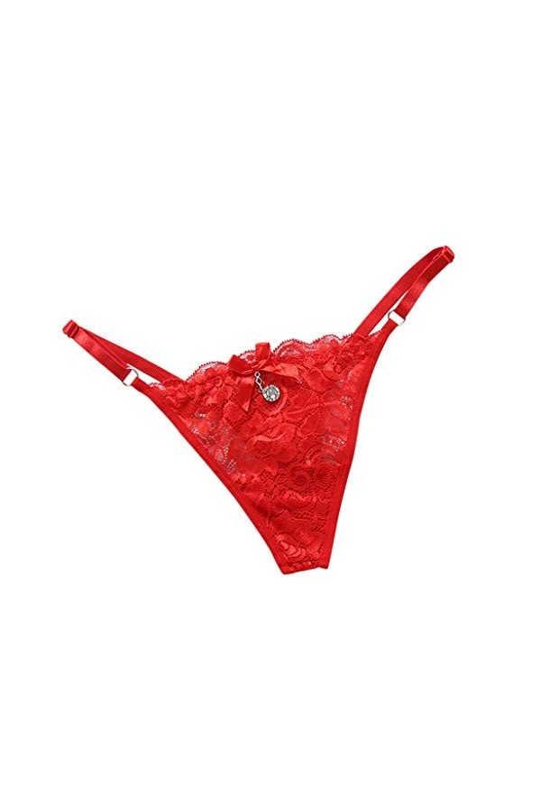 IKFIVQD Lingerie sexy transparente taille basse pour femme, Rouge, taille unique