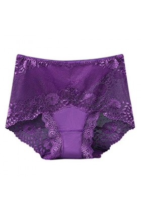 SexyFemmes Dentelle Transparente Culotte Grande Taille Coton Creux Respirant Qualité Soft Corsage Lingerie, lilas, XL