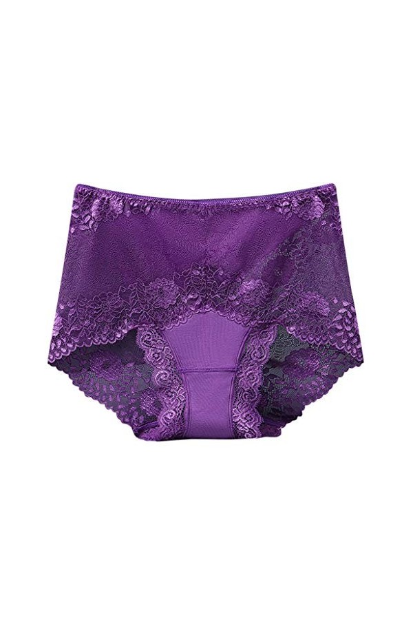 SexyFemmes Dentelle Transparente Culotte Grande Taille Coton Creux Respirant Qualité Soft Corsage Lingerie, lilas, XL