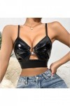 Combinaison en maille pour femme - Lingerie en PU - Boucle - Découpe - Soutien-gorge - Armatures - Push Up Bralette Lingerie 
