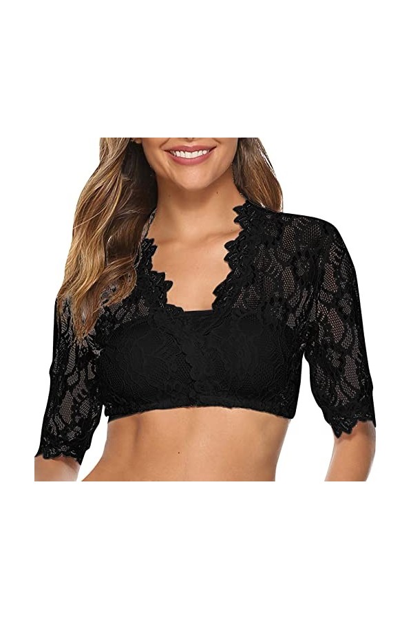 Bluelucon Élégant chemisier Dirndl pour femme - Corset - Bralette Crop Top sexy - Pour fête de la bière - Tenue sexy - Pour f