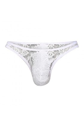 Lingerie Homme Sexy Hot String en Dentelle pour Hommes Culotte de Sexe Culotte en T Transparente pour Hommes sous-vêtements S