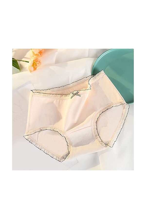 Slips pour Femme Couleur Unie Shorts en Pur Coton et Soie Culottes de Absorbante Menstruelle Pantalons Triangle Stretch Culot