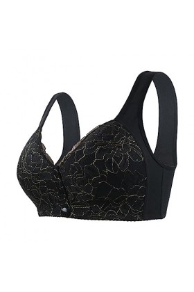 VRTUR Soutien-gorge sexy à armatures avec bretelles réglables et dos en dentelle pour femme, Noir , M