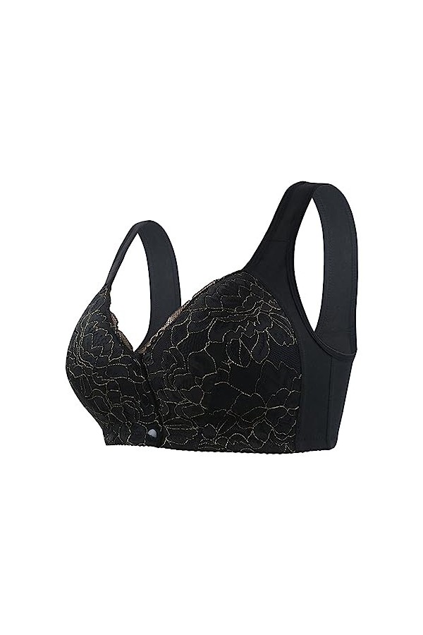 VRTUR Soutien-gorge sexy à armatures avec bretelles réglables et dos en dentelle pour femme, Noir , M