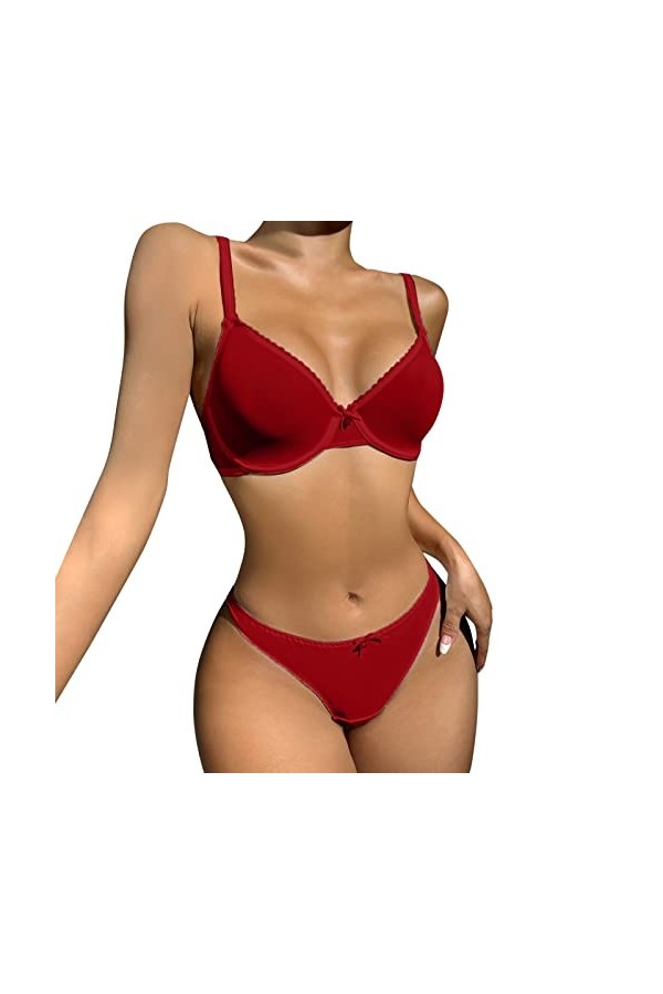 Ensemble de sous-vêtements pour femme avec anneau en acier décoré 1 sous-vêtement + 1 sous-vêtement Lingerie pour homme, ro