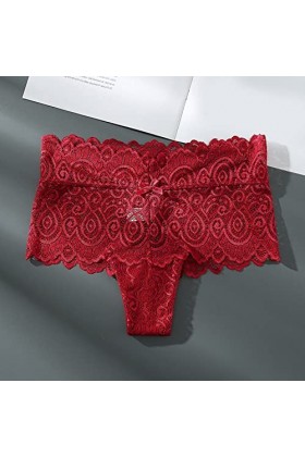 Aoklidil Culotte Femme Respirant Femme Lingerie Sexy T Ouvert String Femme Dentelle Culotte Taille Basse, b-rouge, XXL