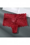 Aoklidil Culotte Femme Respirant Femme Lingerie Sexy T Ouvert String Femme Dentelle Culotte Taille Basse, b-rouge, XXL