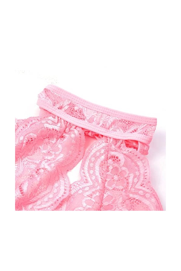 LIBELLEFLY Lingerie tendance pour femme - Lingerie sexy en dentelle à carreaux - Rouge