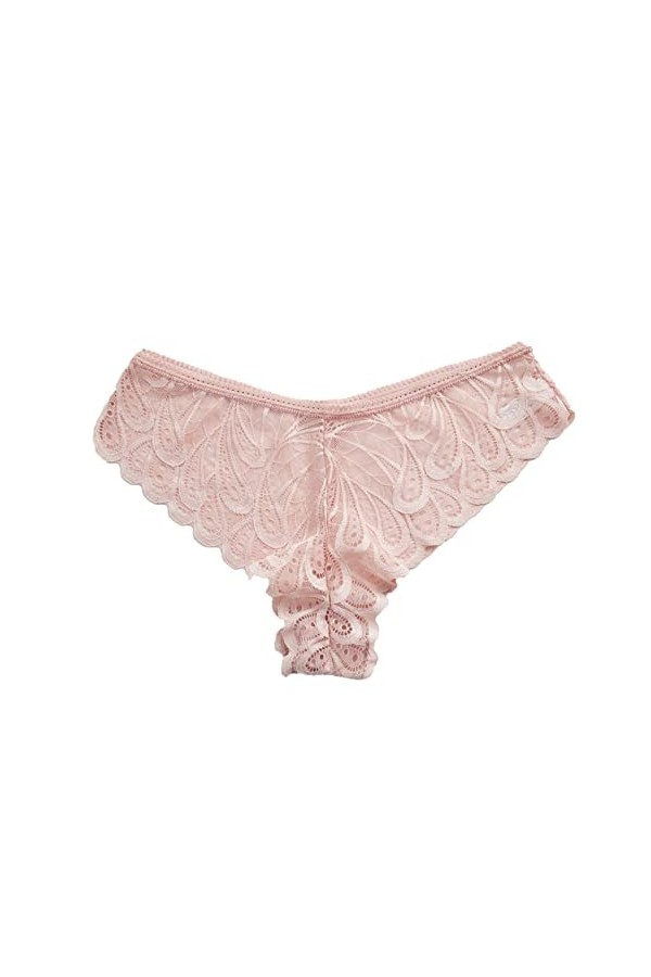 BIISDOST Femme Stretch Bikini G-String Panty Lace Trim 4 Couleurs Comfy Sexy Underwear Entrejambe Pink, XL 