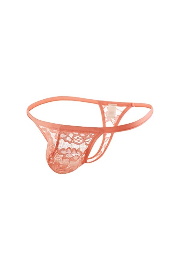 DGKaxiyaHM String Sissy en Dentelle pour Homme sous-vêtement Sexy T-Back Taille Basse Bulge Pouch Voir à Travers Le String Re