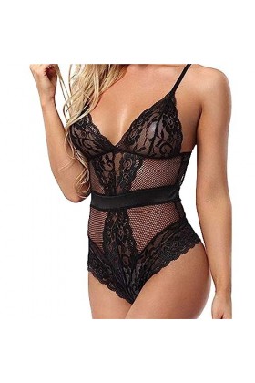 sous-vêtements Tout-en-Un en Dentelle Florale pour Femmes Collants en Dentelle col V Teddy Lingerie sous-vêtements Combinaiso