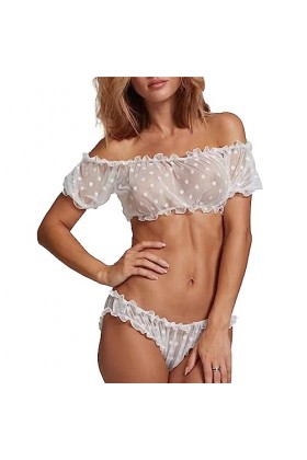 Ensemble de Soutien-Gorge et Pantalons pour Femmes sous-vêtements Volants Ensemble de poupées en Maille à Volants à Lacets Py