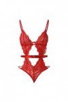 ZDJSWJ sous-vêtements Femme en Dentelle Tout-en-Un Pyjama poupées Deep V Teddy Poupée Body évidée Rouge,L 