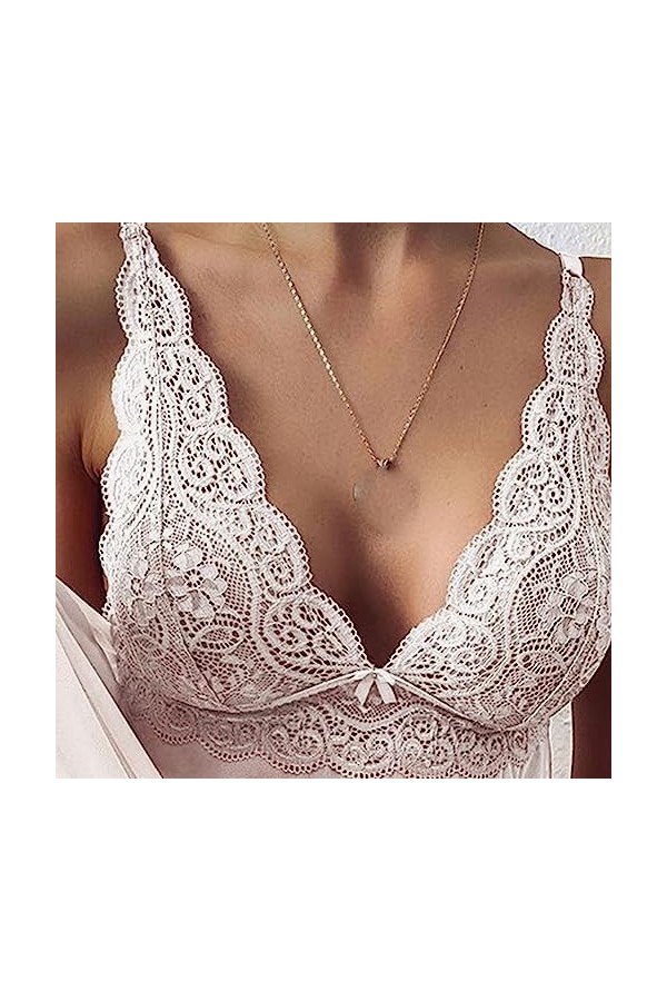 ZDJSWJ Femmes sous - vêtements col V sous - vêtements Dentelle poupées Bretelles Teddy Pyjama Dentelle Collants Pyjama Coule