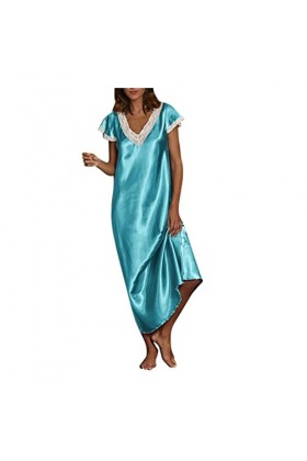 Lingerie sexy sexy - Nuisette complète - Robe de nuit - Col en V - Chemise de nuit en dentelle - Pyjama, vert, 5X-Large