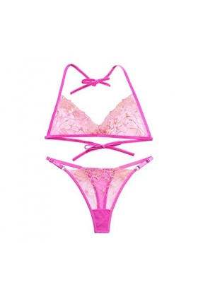 Ensemble de Lingerie Féminine Sexy de Maille de Dentelle Sexy de Femmes avec lensemble de Soutien-Gorge de Sangle de Lingeri