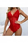 Hasagimol Lingerie Sexy Femme Coquine Hot Grande Taille Col V Profond Dos Nu Réglable Teddy Sous-VêTement Dentelle Babydolls 