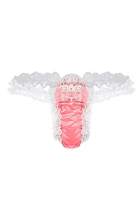 BIISDOST Open Butt Mens Briefs G-String Dentelle Sexy Thong sous-vêtements Bas Body String Sexy Chic Pink, M 