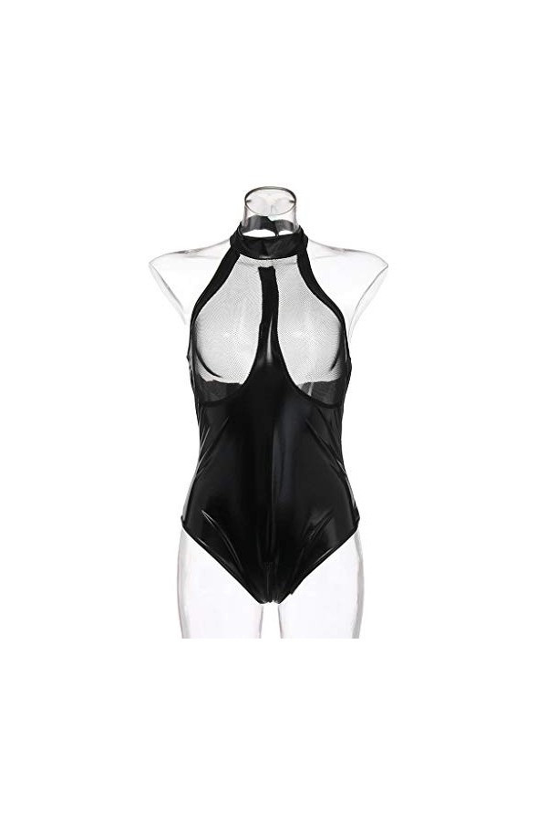 Sous-vêtements pour femme avec fermeture éclair - Sous-vêtements - Lingerie sexy avec collier, Z1 - Noir., XXXL