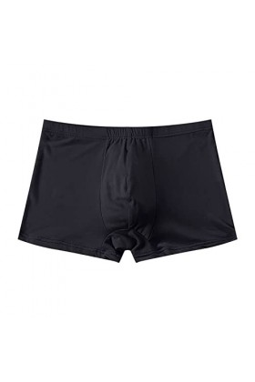 FGUUTYM String Sous-vêtements Homme Couleur Unie Boxer Confortable en Soie de Lait Shorts Abordable Respirant, Noir , L