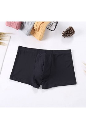 FGUUTYM String Sous-vêtements Homme Couleur Unie Boxer Confortable en Soie de Lait Shorts Abordable Respirant, Noir , L