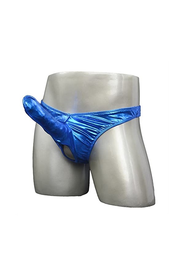 DGKaxiyaHM String Long Nez déléphant pour Homme sous-vêtement String en Cuir Creux à Taille Basse Culottes de Supporters ath