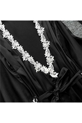 Chemise de nuit pour femme avec col en V, lingerie sexy en satin de soie, vêtements de nuit vintage, beige, S