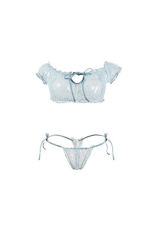 Ensemble de Pyjama Femme Sexy Mesh Lingerie pour Femmes Bandage sous-Vêtements Ensemble Wrap Poitrine Culotte Creuse Soutiens