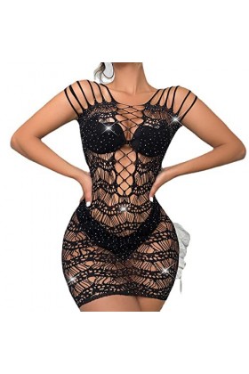 Femme Sexy Bodystocking Résille Combinaison Poitrine noire pour femmes enveloppant des sous-vêtements amusants en chaud avec 