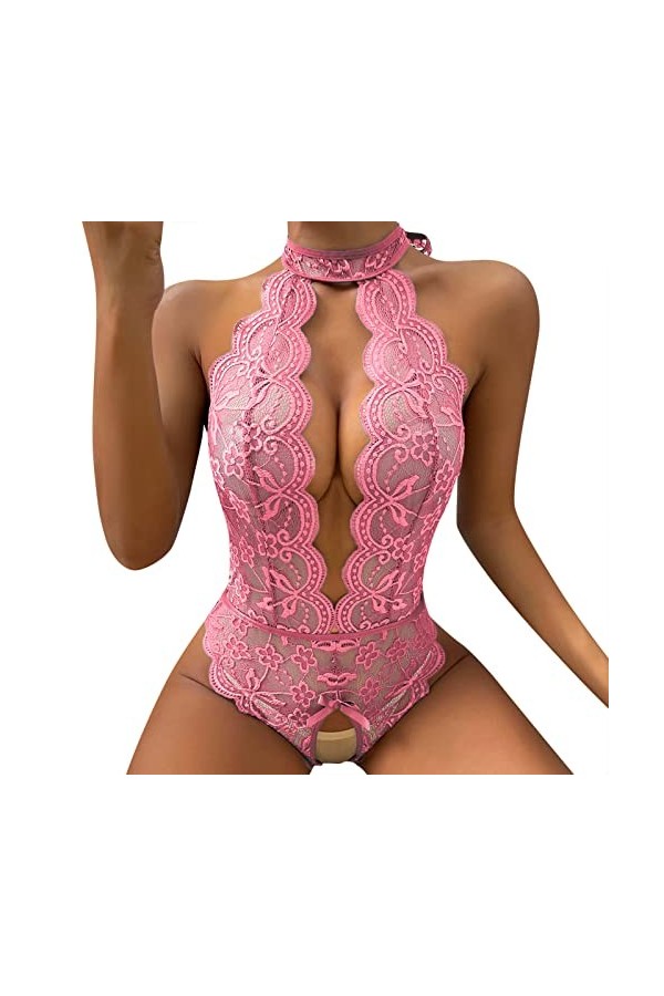 Body tendance pour femmes – Lingerie de jeu de rôle sexy pour femmes – Costumes rouges en dentelle à carreaux pour femmes de 