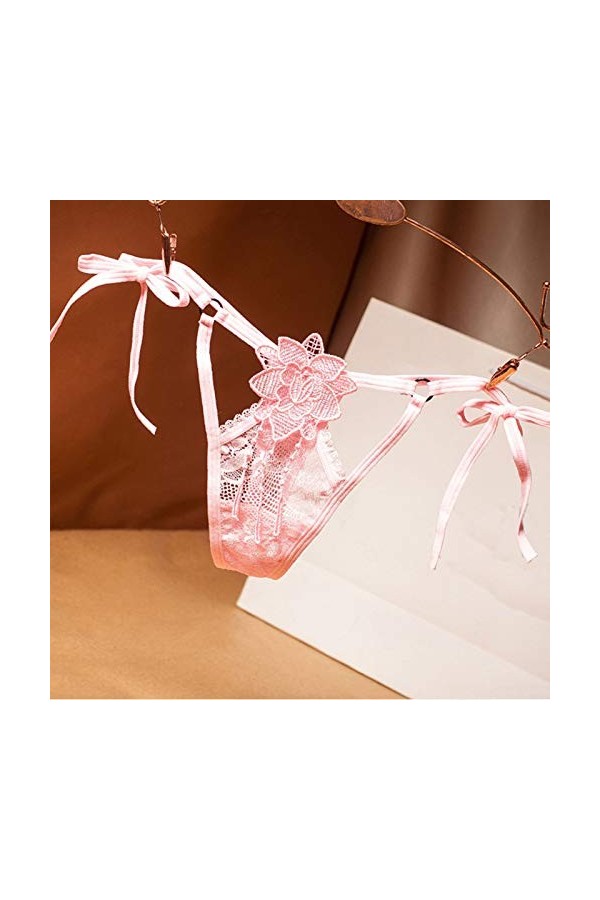 Générique Lingerie Sexy Femme Sweetter Strings Culottes Breakfast See-Through Sexy Lingerie Dentelle Femmes Entrejambe Pink,