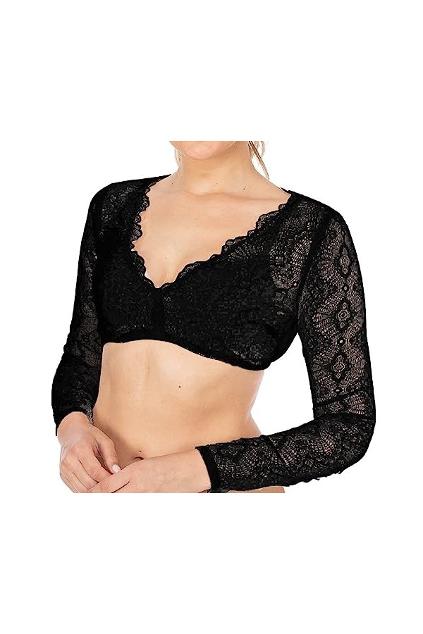 CUTeFiorino Ensemble de lingerie sexy pour femme - 1 pièce - Lingerie à armatures - Gilet en dentelle - Élégant chemisier noi