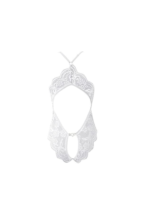 Hasagimol Lingerie Sexy Femme Coquine Hot One-Piece Deep V Dos Nu Réglable Teddy Sous-VêTement Dentelle Babydolls Body et Com