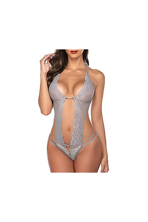 Lingerie Sexy Femme Coquine Hot Grande Taille Femmes 1 Pièce Lingerie Sexy Dentelle Body Deep V Teddy Nuisettes S ~ XXL Linge