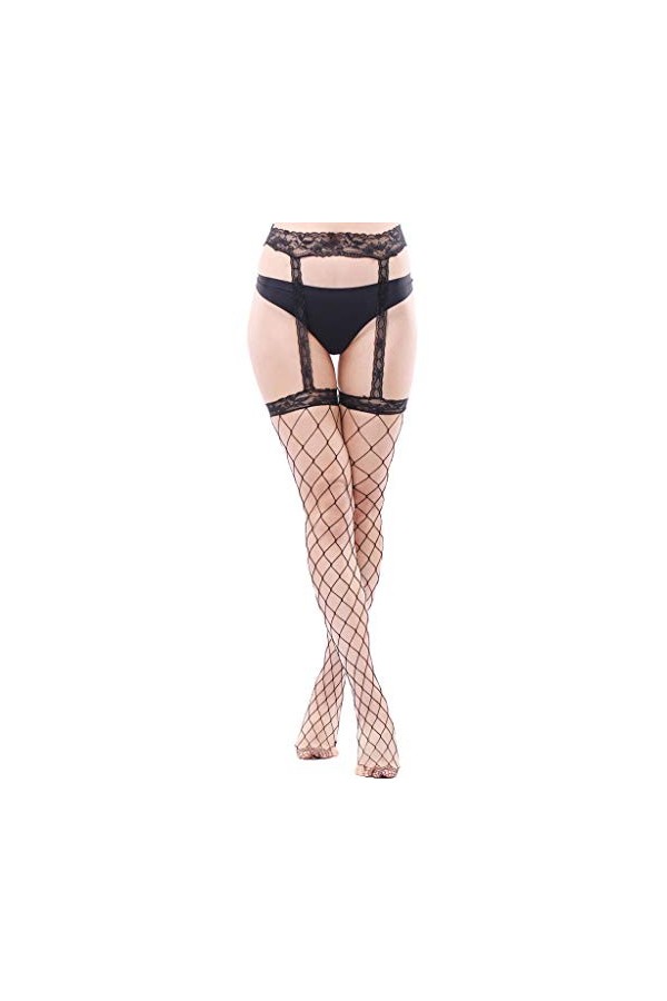 TDEOK Lingerie pour femme potelée Collants doux ouvert sexy Body dentelle Lingerie blanche, Noir , taille unique