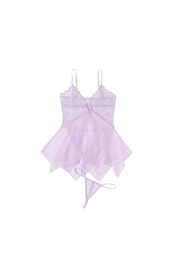 TDEOK Sexy Haut Femme Dentelle Femme Elégante Rêverie Sexy Lingerie Ouvert Poitrine, lilas, taille unique