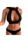 Lingerie Sexy pour Femme Lingerie Sexy pour Femmes Couleur Unie Licou Lingerie Ensemble Deux pièces Pure Correspondant Soutie