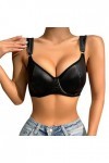 Dinnesis Lingerie de Noël pour femme en PU avec boucle à lanières - Soutien-gorge - Bralette push-up sexy, Noir , S